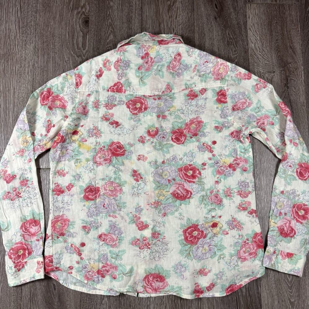 Read Description** Maison Hotel The Giorgia Blouse in Candy Roses Size M Cotton - Picture 9 of 13